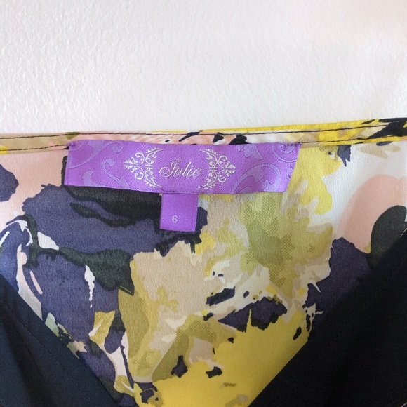 Jolie Floral Slip Mini Dress - Pink, Navy & Yellow - Picture 4 of 4